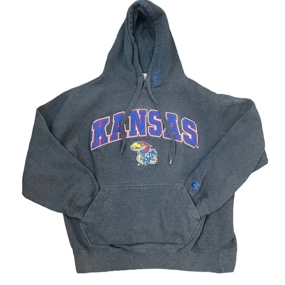 Vintage University of Kansas hooded sweatshirt. Size Medium.